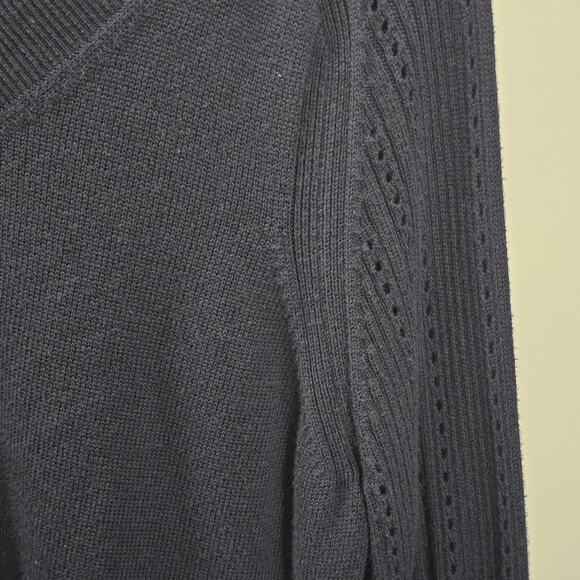 Talbots Pointelle Sleeve Ribbed Sweater Size XL Navy Preppy Classic Timeless - Picture 5 of 7